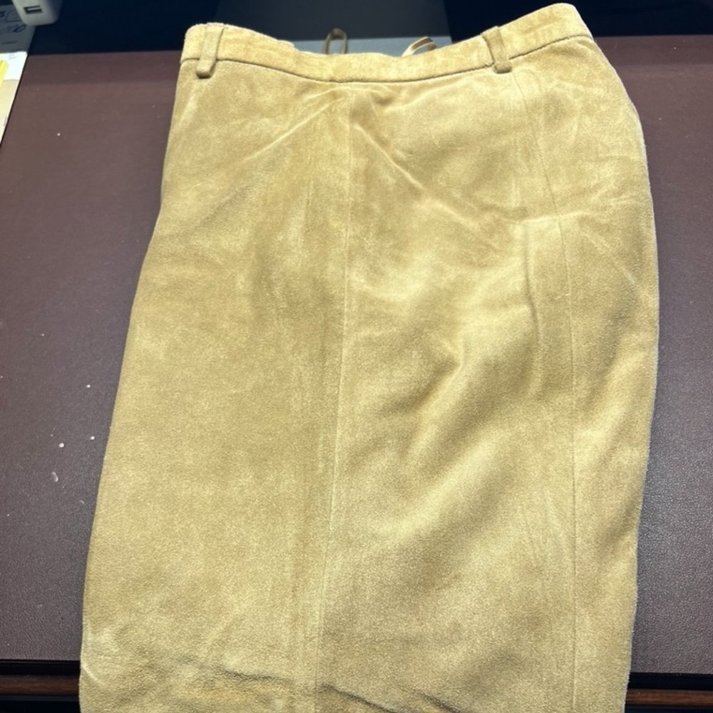 Banana Republic tan suede leather pants.